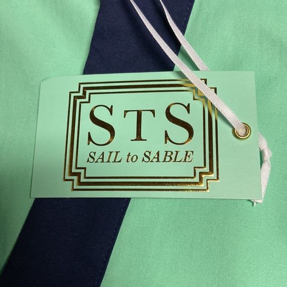 NWT Sail to Sable Navy & Mint Green Sleeveless Sheath Dress - Picture 6 of 8